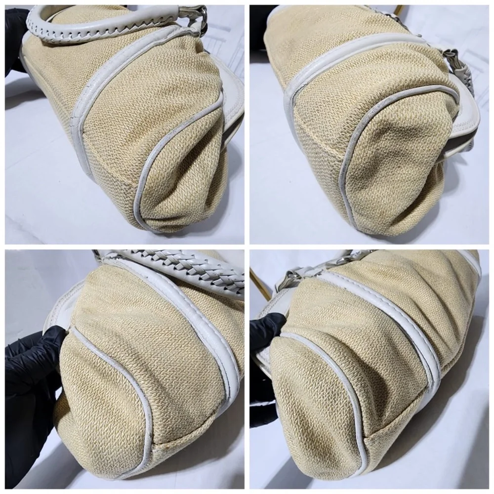 Authentic CHRISTIAN DIOR Raffia Frame Shoulder Bag Beige/Off-White - Picture 13 of 16